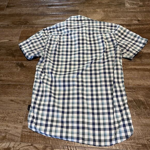 The North Face Shirt Mens Medium Blue Check Button Up Short Sleeve Camp Hiking - Picture 6 of 11